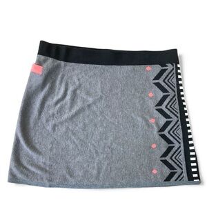 Title Nine Wool Blend Geometric Zipper Mini Skirt Black Grey Coral Sz XL